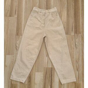 Monica Cordera Wide Leg Jeans Beige Cotton HR Elastic Waist One Size Spain